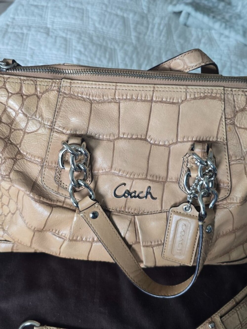Coach Ashley Croc-Embossed Leather Satchel F17660